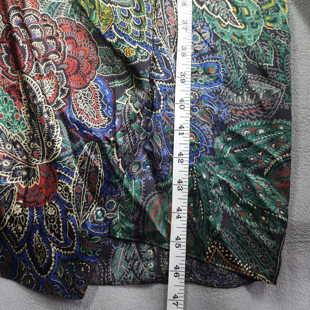 Vintage VIRGO II Wrap Dress Womens 14 Floral Print Metallic Sheen Midi Artsy USA - Picture 16 of 16